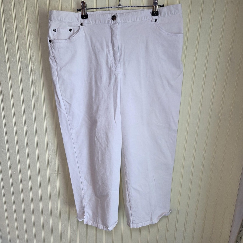 Ruby Rd. Capri Pants Womens 14 White Twill Stretch Elastic Waist Pockets Casual